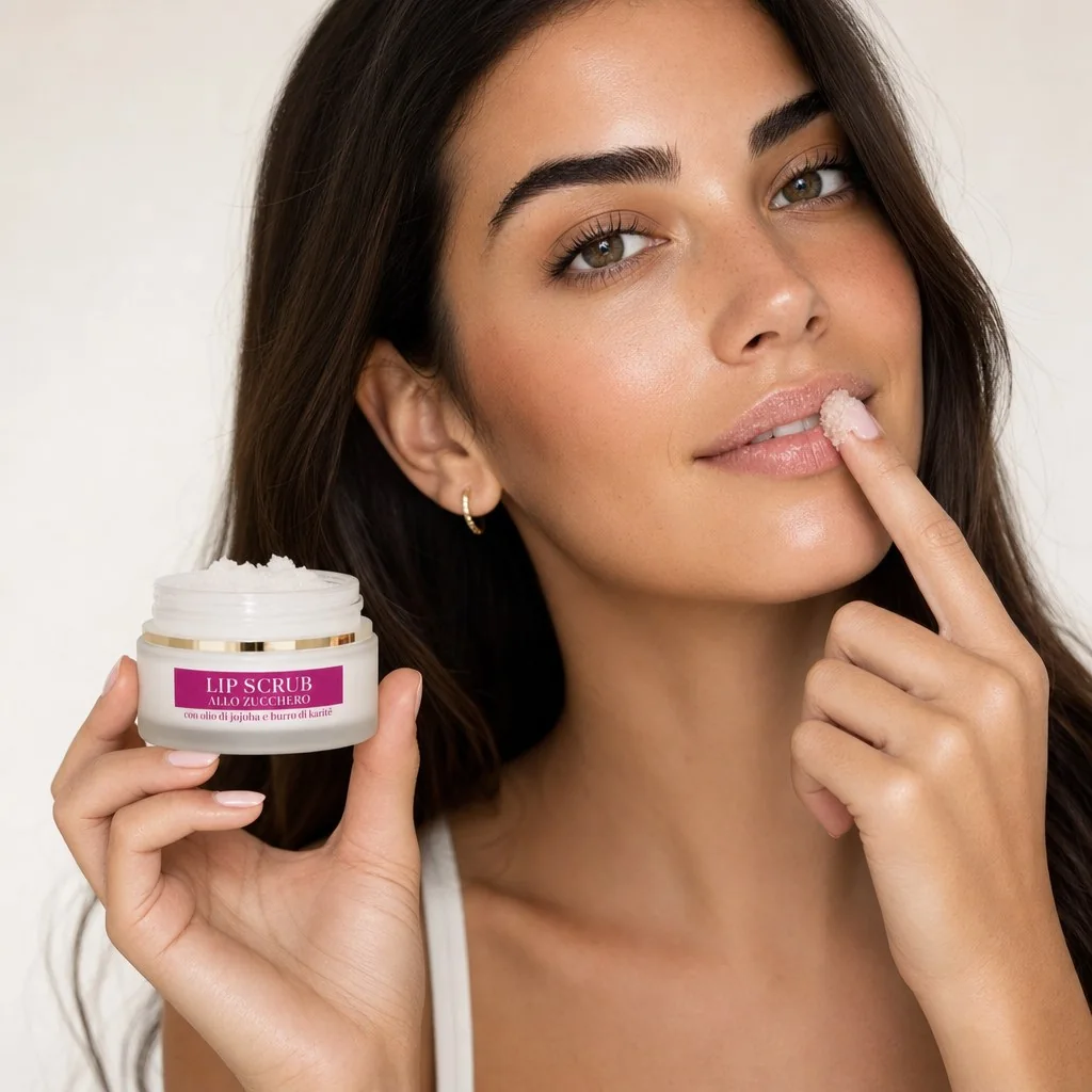 Applicazione di scrub labbra Valentina Cosmetica